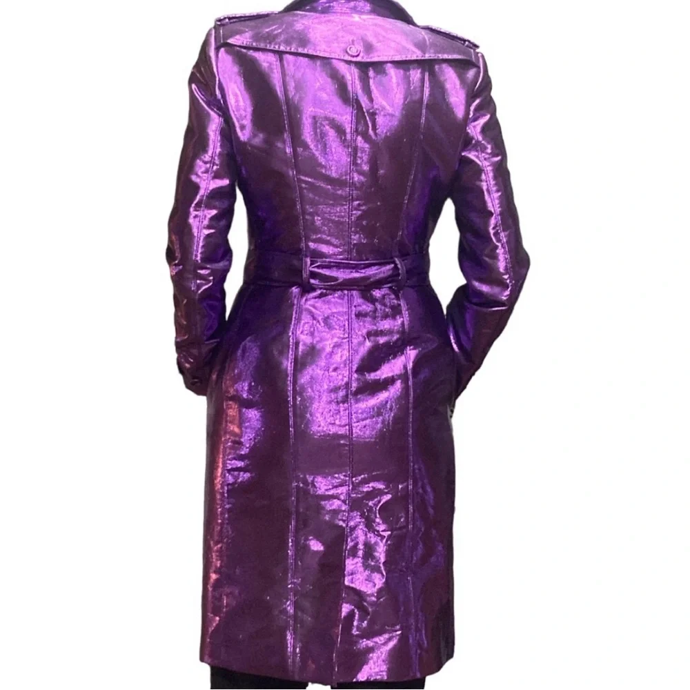 Burberry Prorsum Purple Metallic Trench Coat Runway Collection SUPER RARE 42/ L - Picture 12 of 15